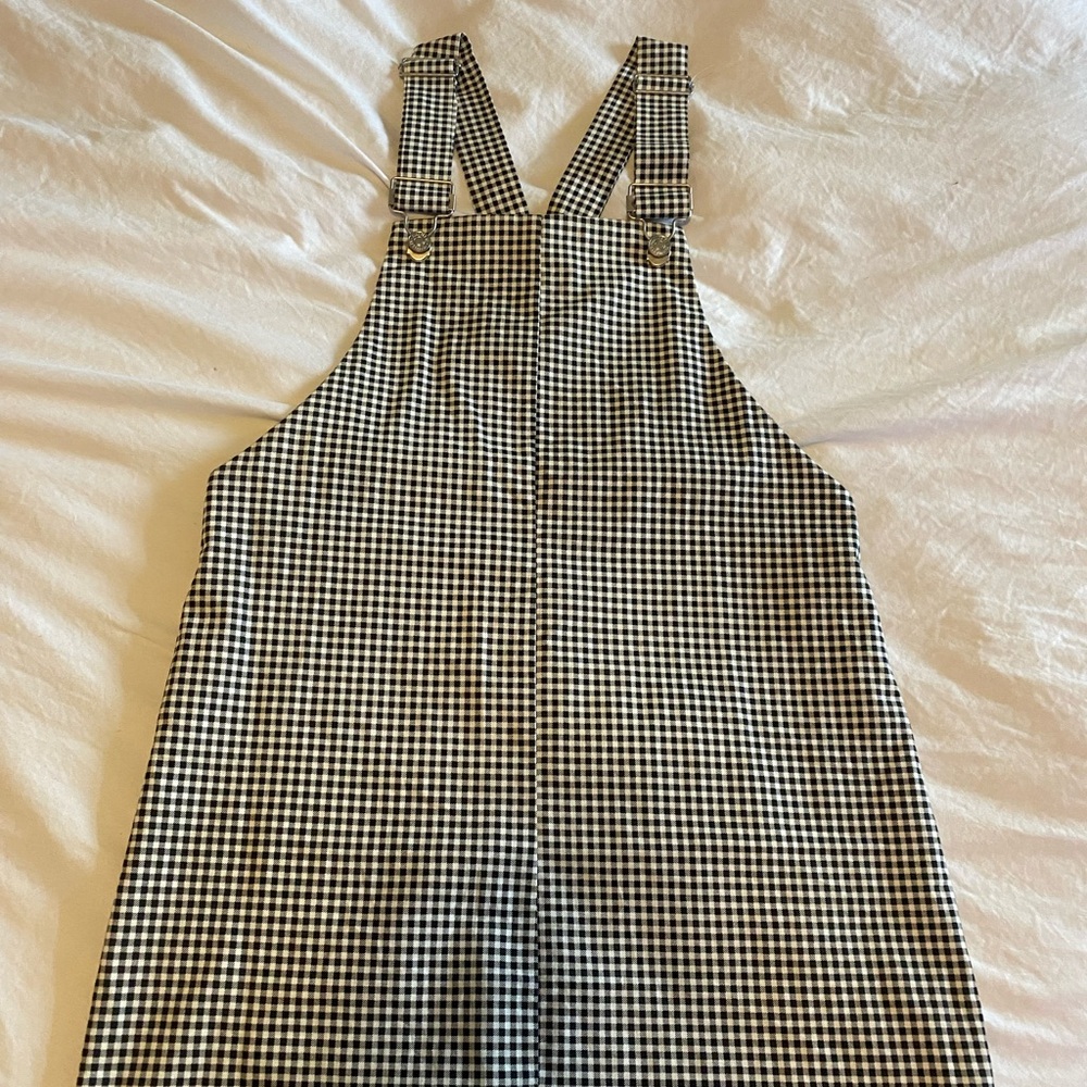 Chic Black and White Checkered Overalls